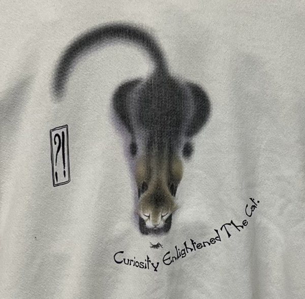 画像3: 90's【USA製】ビンテージ【LEE】【リー】【生成り】【猫】ねこ【Curiosity Enlightened The Cat】【スウェット】【サイズM】  (3)