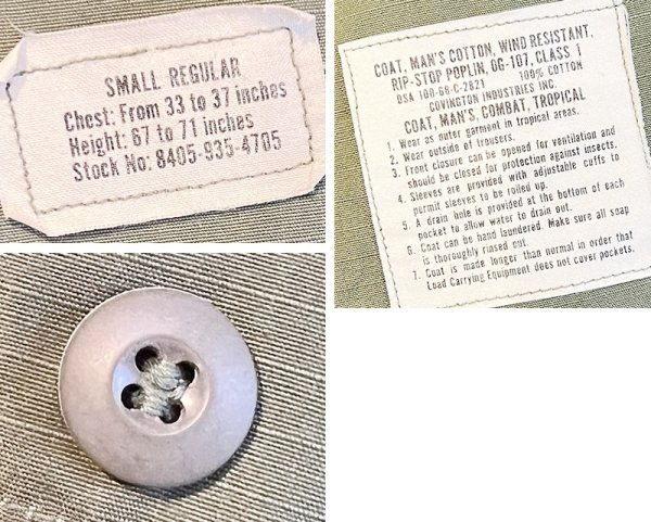 画像2: 【デッドストック】60's【ビンテージ】U.S.ARMY【米軍実物】リップストップ【ジャングルファティーグジャケット】Ｓ-Ｒ   (2)