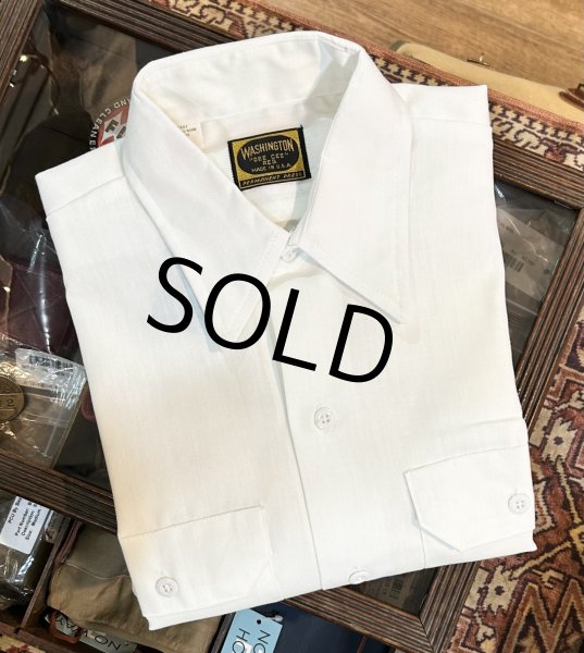 画像1: 【デッドストック】USA製【ビンテージ】【WASHINGTON DEECEE】ワシントン・ディーシー【白】無地【ワークシャツ】【サイズM】   (1)