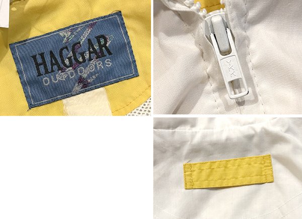 画像3: 【ビンテージ】【HAGGAR】【ハガー】白ｘ青ｘ黄【ライン】ナイロンブルゾン【ＸＬ程度】  (3)
