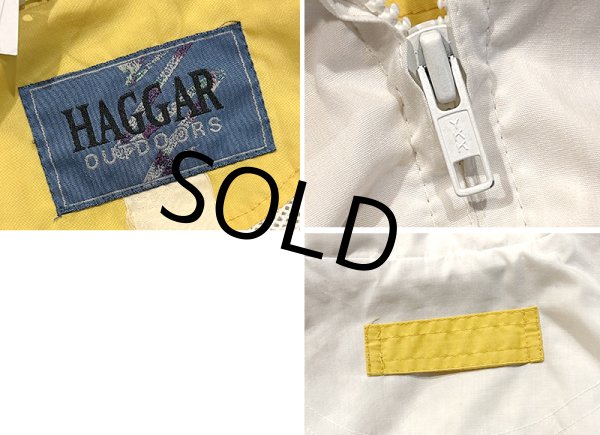 画像3: 【ビンテージ】【HAGGAR】【ハガー】白ｘ青ｘ黄【ライン】ナイロンブルゾン【ＸＬ程度】  (3)