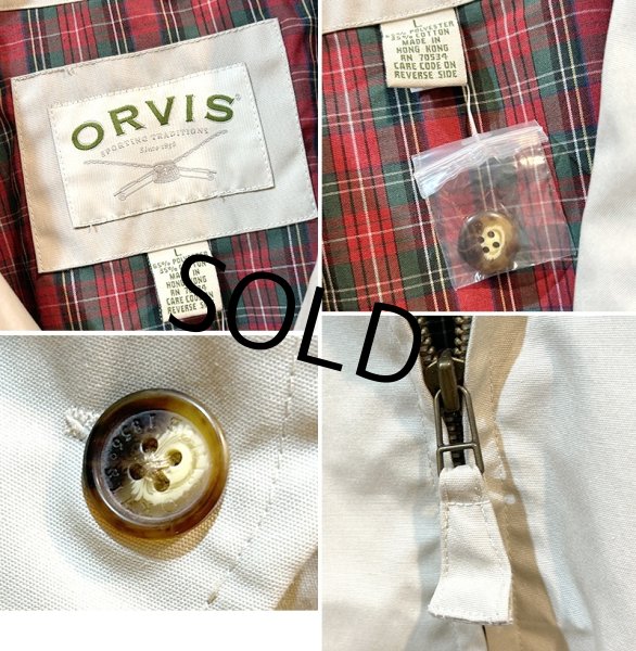 画像3: デッドストック ORVIS【オービス】【ベージュ】裏地赤チェック【ブルゾン】 ジップアップジャケット【サイズL】  (3)