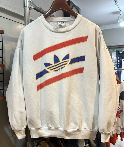 画像1: 〜90’ｓUSA製【ビンテージ】【アディダス】adidas【トレフォイルロゴ】白【ロゴスウェット】【サイズL】  (1)