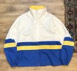 画像2: 【ビンテージ】【HAGGAR】【ハガー】白ｘ青ｘ黄【ライン】ナイロンブルゾン【ＸＬ程度】  (2)