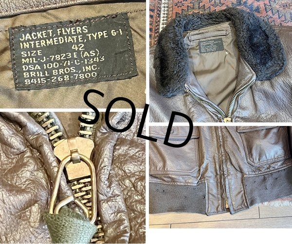 画像2: 70's【米軍実物】【ビンテージ】【U.S.NAVY】BRILL BROS製【G-1】【フライトジャケット】【US42】  (2)