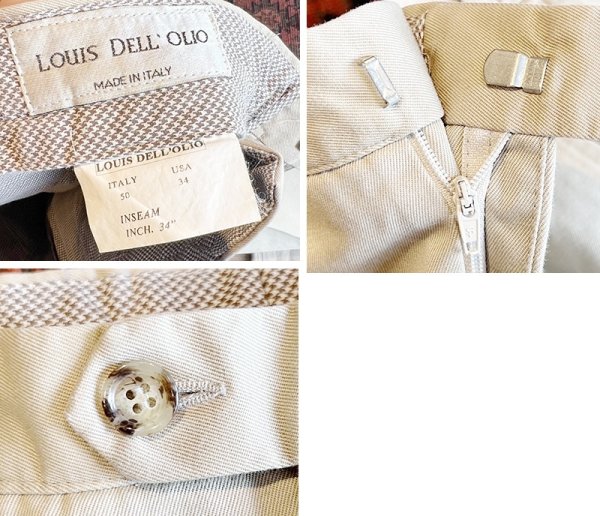 画像3: 【イタリー製】【ビンテージ】【LOUIS DELL'OLIO】【ベージュ】2タック チノパンツ【34x34】  (3)