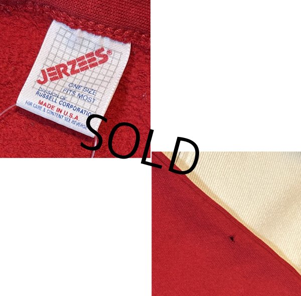 画像2: 【90’s】【USA製】【ビンテージ】【JERZEES】ジャージーズ【赤】無地【スウェットカーディガン】【フリーサイズ】  (2)