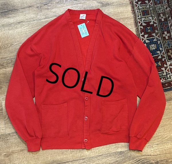 画像1: 【90’s】【USA製】【ビンテージ】【JERZEES】ジャージーズ【赤】無地【スウェットカーディガン】【フリーサイズ】  (1)