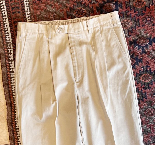 画像4: 【イタリー製】【ビンテージ】【LOUIS DELL'OLIO】【ベージュ】2タック チノパンツ【34x34】  (4)