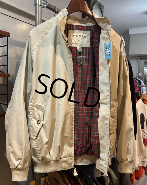 画像5: デッドストック ORVIS【オービス】【ベージュ】裏地赤チェック【ブルゾン】 ジップアップジャケット【サイズL】  (5)
