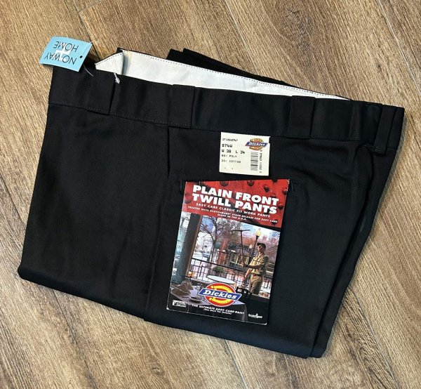 画像1: デッドストック 80's【USA製】ビンテージ【ディッキーズ】【Dickies】【黒】【ワークパンツ】【38ｘ34】  (1)