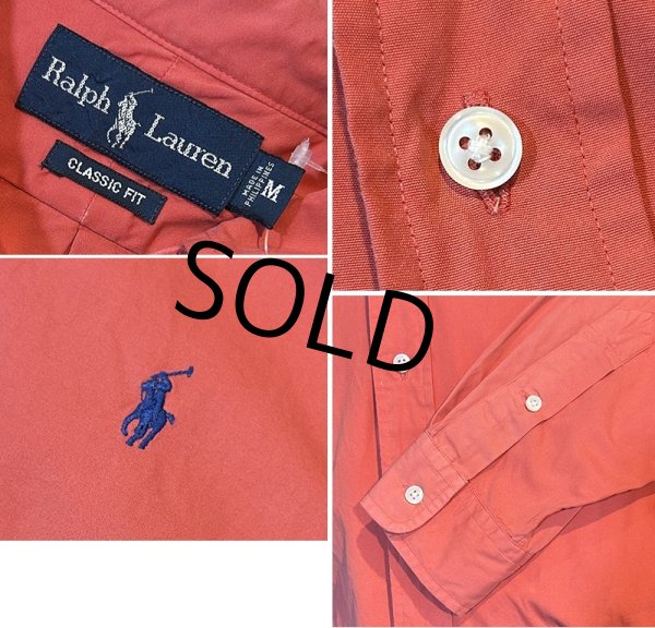 画像2: ビンテージ POLO RALPH LAUREN【ポロラルフローレン】【CLASSIC FIT】胸刺繡ロゴ入り【薄紅色】【ボタンダウンシャツ】【サイズM】   (2)