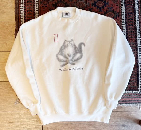画像1: 90's【USA製】ビンテージ【LEE】【リー】【猫】ねこ【Sit Sitetly Do Nothing】【スウェット】【サイズM】  (1)