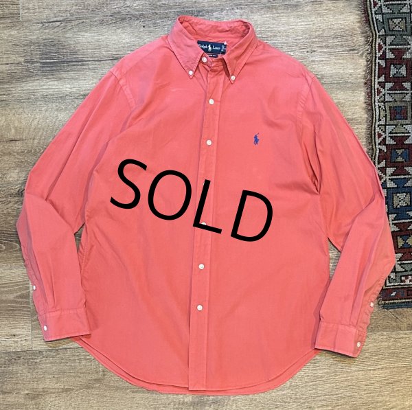 画像1: ビンテージ POLO RALPH LAUREN【ポロラルフローレン】【CLASSIC FIT】胸刺繡ロゴ入り【薄紅色】【ボタンダウンシャツ】【サイズM】   (1)