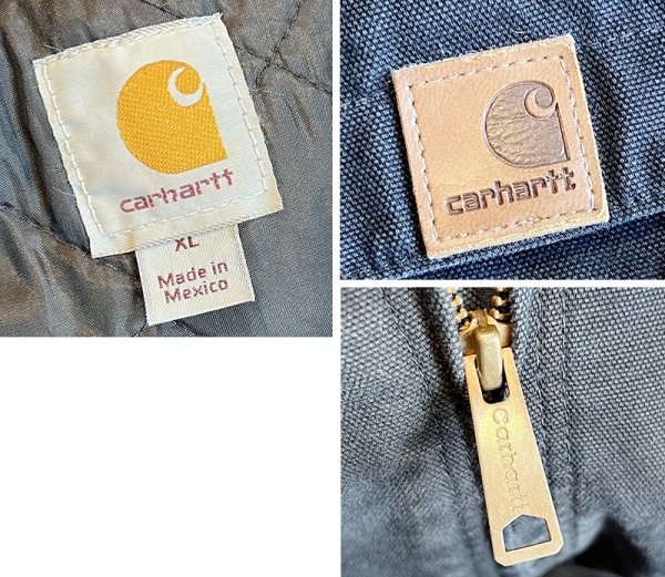 画像2:  ビンテージ【carhartt】【カーハート】【黒】アクティブジャケット【ダック地】【フルジップパーカー】【サイズXL】  (2)