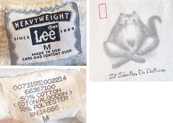 画像2: 90's【USA製】ビンテージ【LEE】【リー】【猫】ねこ【Sit Sitetly Do Nothing】【スウェット】【サイズM】  (2)