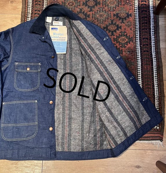 画像4: デッドストック【ビンテージ】【Montgomery Ward】モンゴメリワード【裏地ブランケット付き】【デニムカバーオール】【US44】  (4)