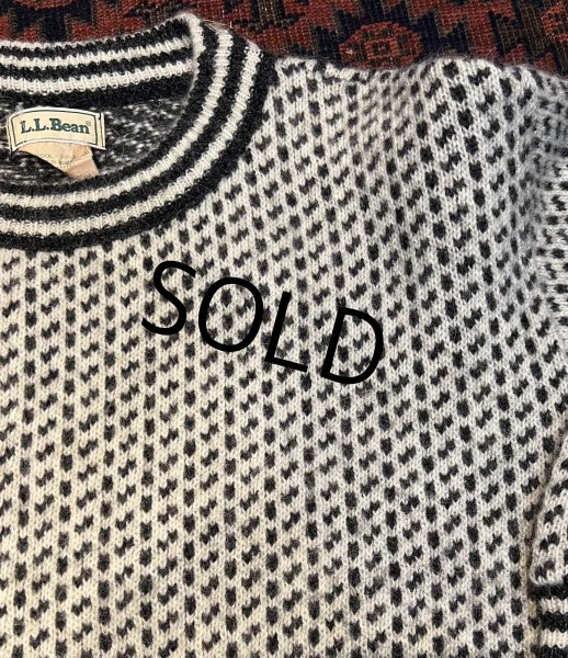 画像4: 80’s ノルウェー製【L.L.Bean】【ＬＬビーン】【バーズアイ】【白×黒】【ウールニットセーター】【サイズＬ】  (4)