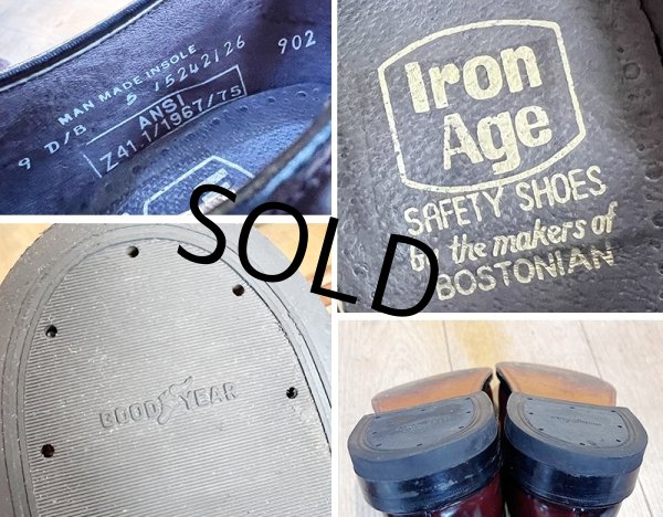 画像2: 【デッドストック】USA製【ビンテージ】【ボストニアン】【BOSTONIAN IRON AGE】スチールトゥ入り【ブラウン】プレーントゥシューズ【レザーシューズ】【US9 D/B】【27cm程度】  (2)