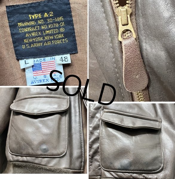 画像2: ~90's【USA製】ビンテージ【AVIREX】アヴィレックス【ブラウン】【A-2タイプ】【レザージャケット】ＸＬ程度【US48】  (2)