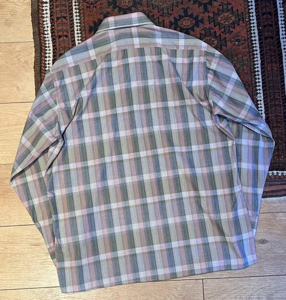 画像3: 【ビンテージ】【Pierre Cardin】ピエールカルダン【紺×赤×緑チェック柄】【ポリコットン】長袖シャツ【サイズL】  (3)