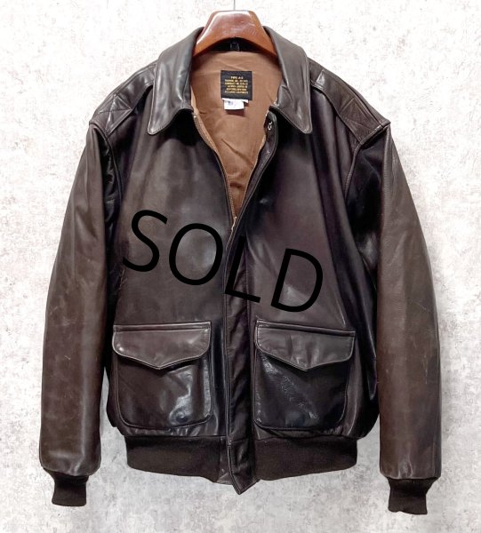 画像3: ~90's【USA製】ビンテージ【AVIREX】アヴィレックス【ブラウン】【A-2タイプ】【レザージャケット】ＸＬ程度【US48】  (3)