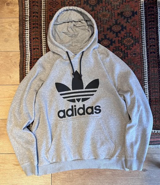 画像1: 【ビンテージ】【アディダス】adidas【トレフォイルロゴ】【グレー】パーカー【サイズL】  (1)