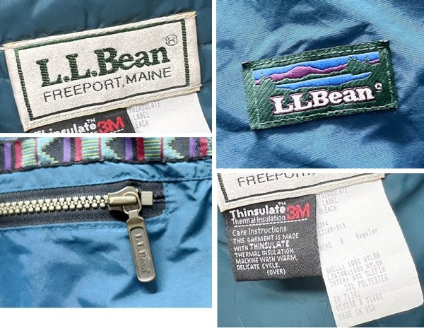 画像2: 〜90's【USA製】ビンテージ【L.L.Bean】【LLビーン】エメラルドグリーン×紫×カーキ【チロリアン】シンサレート【アノラックパーカー】【サイズM】  (2)
