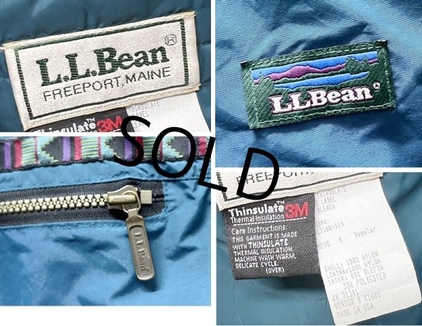 画像2: 〜90's【USA製】ビンテージ【L.L.Bean】【ＬＬビーン】エメラルドグリーン×紫×カーキ【チロリアン】シンサレート【アノラックパーカー】【サイズM】  (2)