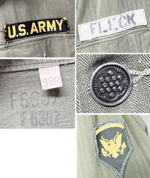 画像2: 40's【ビンテージ】【米軍実物】U.S.ARMY【M-43】FLECK 【HBT】【13スターボタン】【ジャケット】ユーティリティシャツ【US38R】  (2)