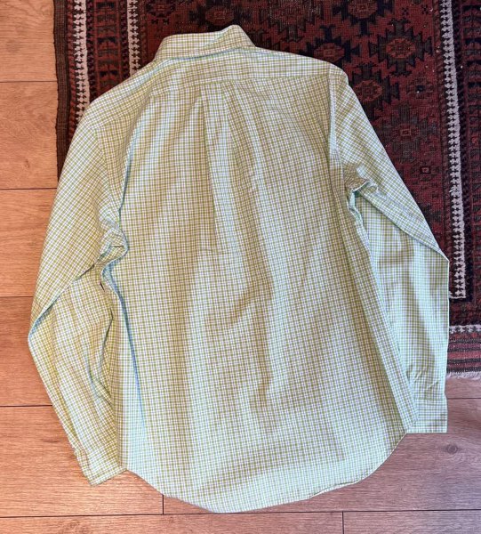 画像3: ビンテージ【ラルフローレン】POLO ralph lauren クラシックフィット 黄緑チェック ボタンダウン【コットンシャツ】【US 14 1/2】  (3)