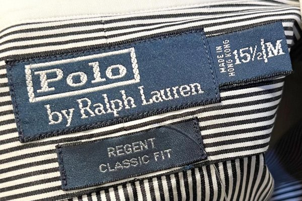 画像2: ビンテージ POLO RALPH LAUREN【ラルフローレン】【白x黒】REGENT クラシックフィット【クレリックシャツ】【15 1/2 M】  (2)