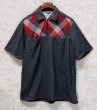 画像1: 〜60’ｓ【ビンテージ】【グレーｘ赤アーガイル柄】ハーフジップ【半袖ウールシャツ】プルオーバーシャツ【サイズＬ】  (1)