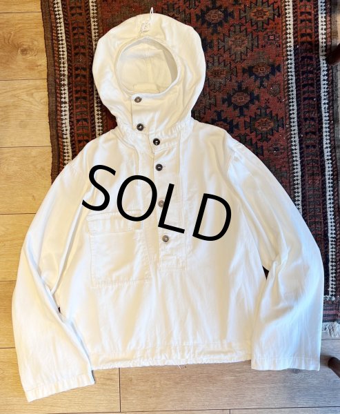 画像1: 40's ビンテージ【U.S.NAVY】米軍実物【白】ガンナースモック【プルオーバー】パーカー【サルベージパーカー】【サイズS】  (1)