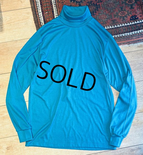 画像1: デッドストック 90's USA製【L.L.Bean】LLビーン ビンテージ【ターコイズ】無地【タートルネックロンT】【サイズL-TALL】  (1)