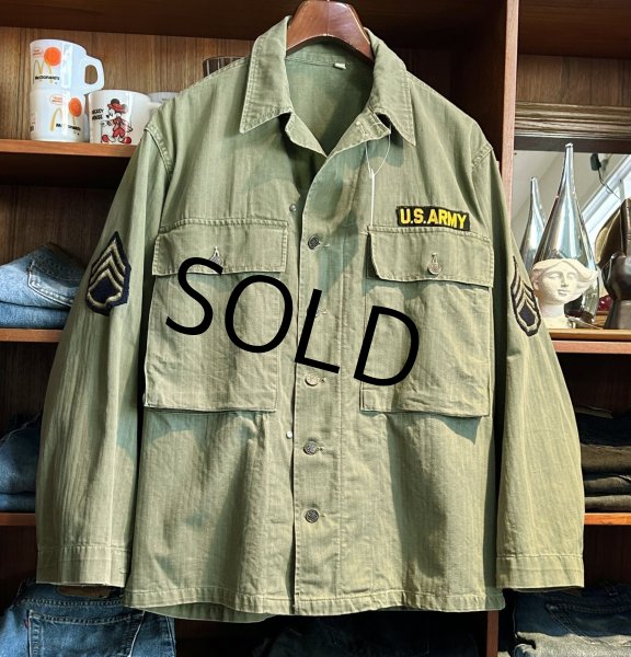 画像1: 40's【ビンテージ】【米軍実物】U.S.ARMY【M-43】【HBT】【13スターボタン】【ジャケット】ユーティリティシャツ【US38R】  (1)
