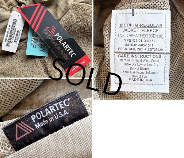 画像2: デッドストック 米軍実物【ECWCS】GEN3【Polartec】ポーラテック タンカラー フリースジャケット 【M-R】  (2)