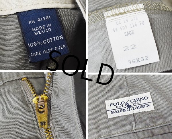 画像2: ビンテージ【ラルフローレン】POLO RALPH LAUREN【オリーブ】ANDREW PANTS【アンドリューパンツ】【２タック】【コットンパンツ】【36×32】  (2)