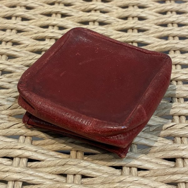 画像4: 【アンティーク】【エンジ】折りたたみレザーケース  (4)