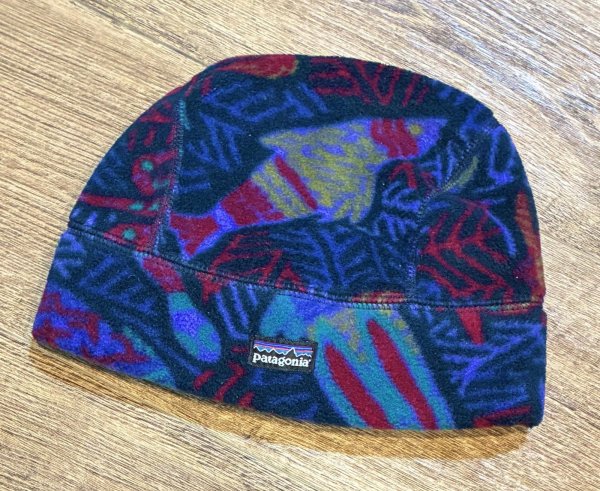 画像1: 90's【USA製】【ビンテージ】patagonia【パタゴニア】【紺x海洋生物】【フリースキャップ】KIDS L  (1)