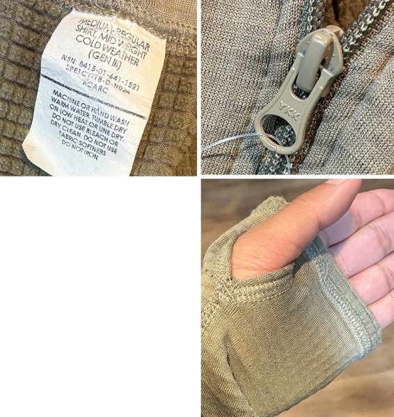 画像2: ビンテージ【米軍実物】U.S.ARMY【ECWCS】GEN3【LEVEL2】【コヨーテ】ブラウン タンカラー グリッドフリース【プルオーバーシャツ】【M-R】  (2)