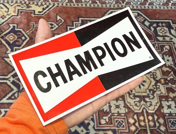 画像1: ~70's【デッドストック】【ビンテージ】【チャンピオンプラグ】デカール ステッカー 18.0ｘ9.2  (1)