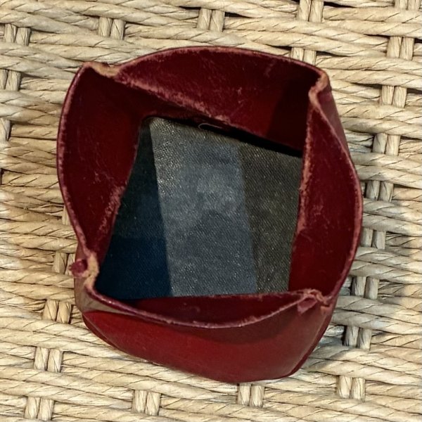 画像3: 【アンティーク】【エンジ】折りたたみレザーケース  (3)