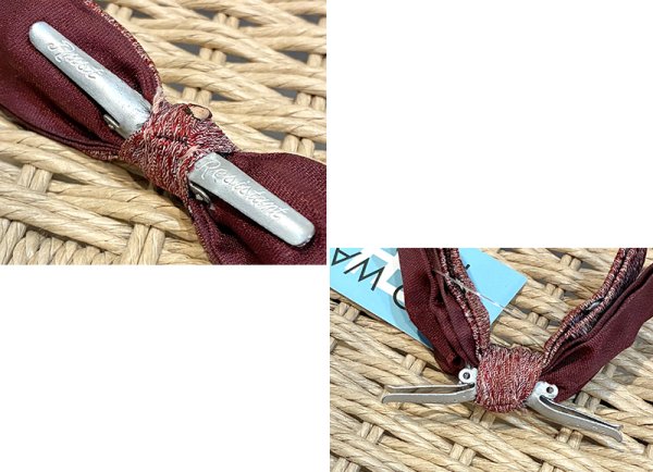 画像2: 【ビンテージ】ピンクｘエンジ クリップ式【蝶ネクタイ】  (2)