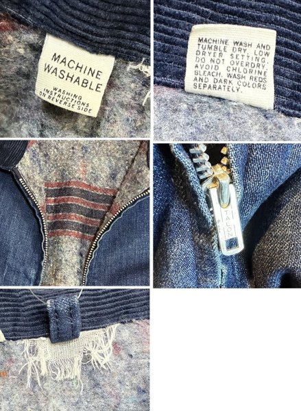 画像2: 【〜70's】【ビンテージ】【ブランケット裏地つき】【デニムブルゾン】カバーオール サイズL程度  (2)