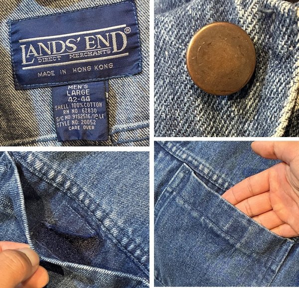 画像2: 【90’s~】【ビンテージ】【ランズエンド】【LANDS' END】【デニムブルゾン】【デニムジャケット】サイズL  (2)