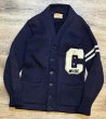 画像3: 50's【ビンテージ】【Stadium Sportswear】MUSIC【紺】【ウール】ローゲージカーディガン【レタードカーディガン】S程度  (3)