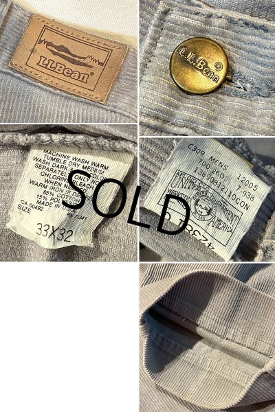 画像3: ~90's【USA製】【ビンテージ】【L.L.Bean】【エルエルビーン】【グレー】【コーデュロイパンツ】【33×32】  (3)