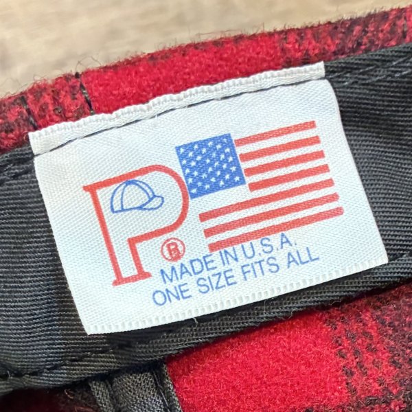 画像3: ほぼ未使用品 USA製【赤×黒】チェック【バッファローブレイド】バッファローチェック【ウールキャップ】【サイズフリー】  (3)