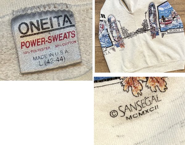 画像2: 90's【USA製】ビンテージ【ONEITA】【オニータ】【ウエストバージニア】 ゴーリーリバー【GAULEY RIVER】 バックプリント付き  グレー【スウェット】L   (2)